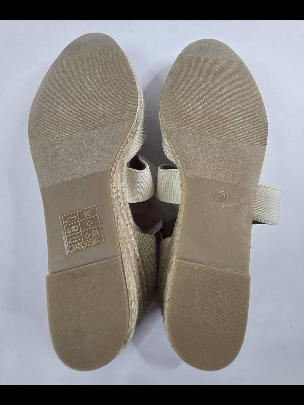 DREAM PAIRS Beige Espadrille Wedge Shoes Elastic Straps Size 8.5 - Picture 10 of 11